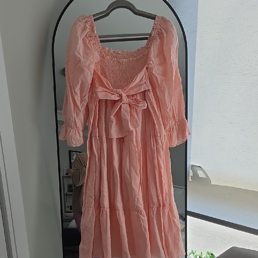 Pink Smocked Dress with Bow